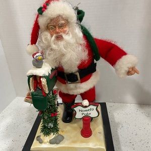 1990 Holiday Creations Santa Claus Mailbox Lighted North Pole Musical Display